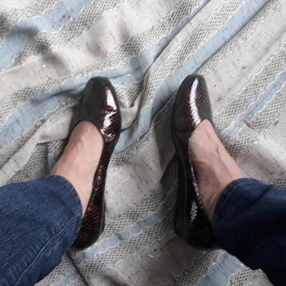 Brown and black snake print Fitzwell flats - Picture 3 of 9